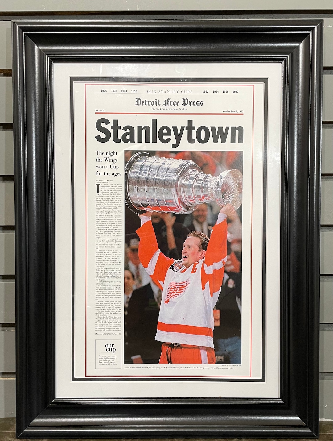 Framed Detroit Free Press Red Wings Red Reign 2008 Stanley Cup Champions  17x27 Hockey Newspaper Cover Photo Professionally Matted