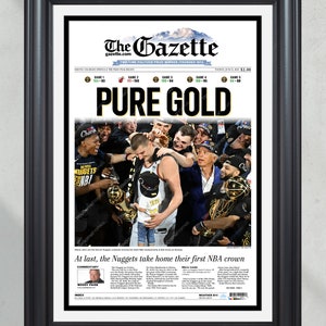 2023 Denver Nuggets NBA Champions &#39;PURE GOLD&#39; Commemorative Framed Newspaper