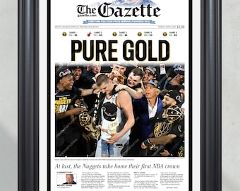 2023 Denver Nuggets NBA Champions 'PURE GOLD' Commemorative Framed Newspaper