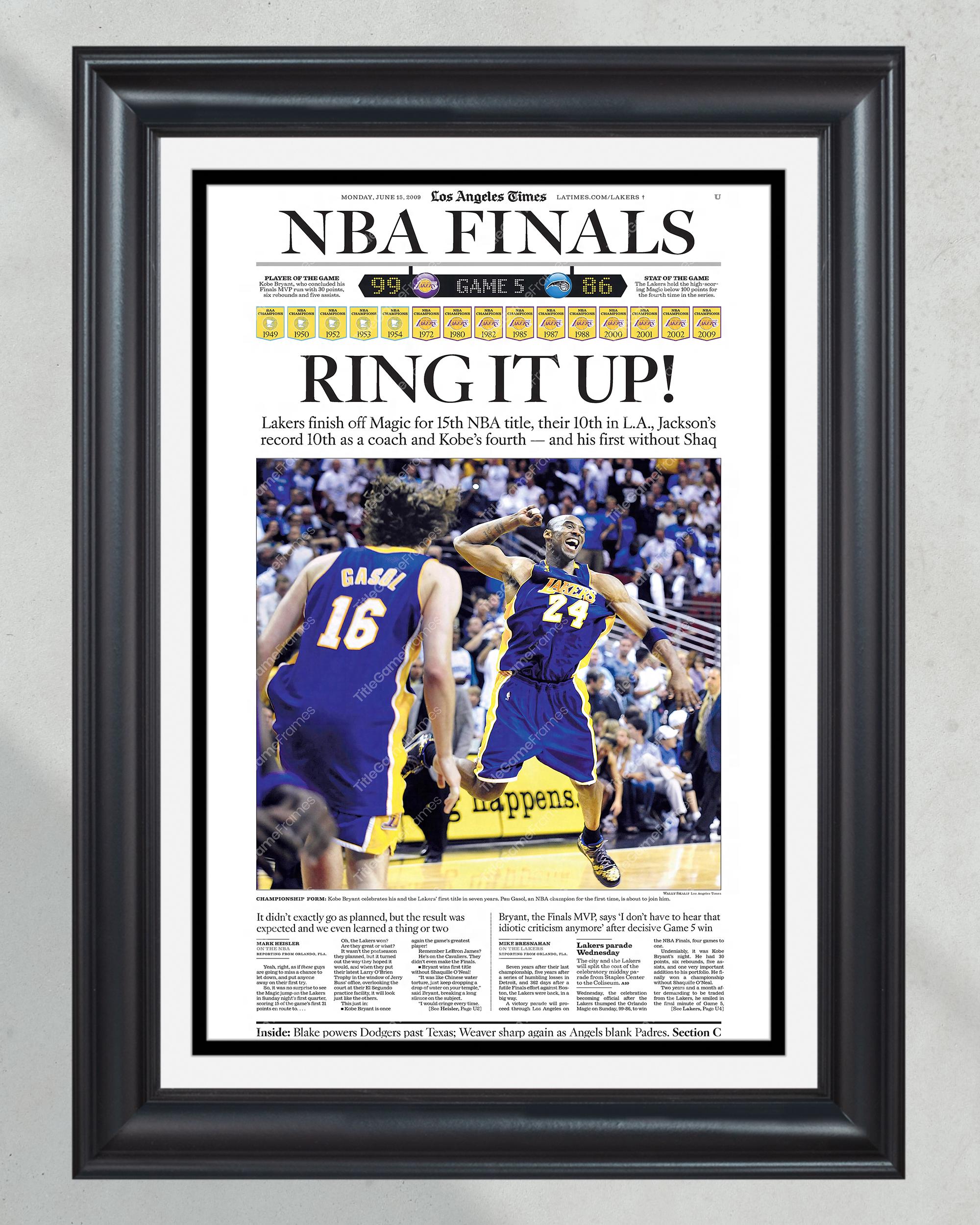 2009 LA Lakers NBA Champions Framed Newspaper Front Page Print Kobe Bryant Staples Center PT60982
