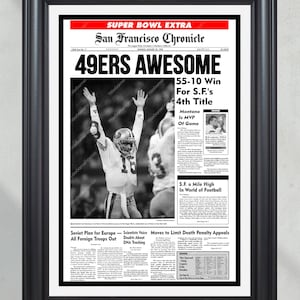 1990 San Francisco 49ers Super Bowl Champions Framed Front Page Newspaper Print