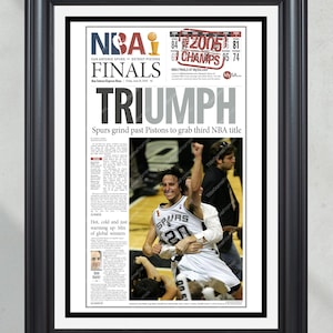 2005 San Antonio Spurs NBA Champions &#39;TRIUMPH&#39; Framed Front Page Newspaper