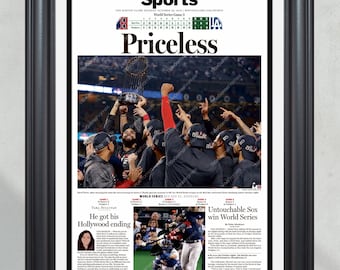 2018 Boston Red Sox World Series Framed Newspaper Front Page Print - 'Priceless'