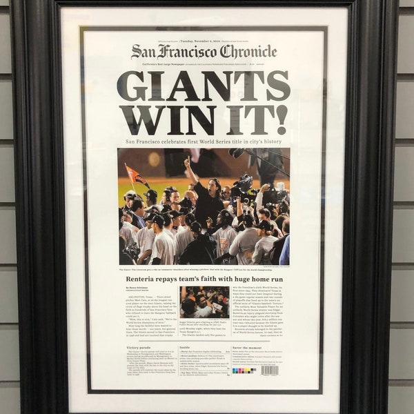 2010 San Francisco Giants Tim Lincecum World Series gerahmte Zeitungs-Titelseite