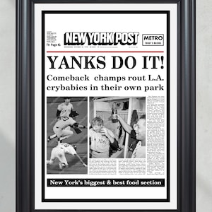 1978 Yankees World Series Champions &#39;Yanks do it!&#39; Framed Newspaper