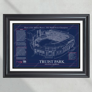 Atlanta Braves Truist Park Stadium Ballpark Blueprint Baseball Wall Art