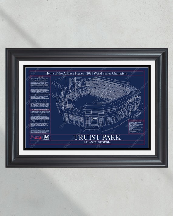 Atlanta Braves Truist Park Stadium Ballpark Blueprint Baseball Wall Art