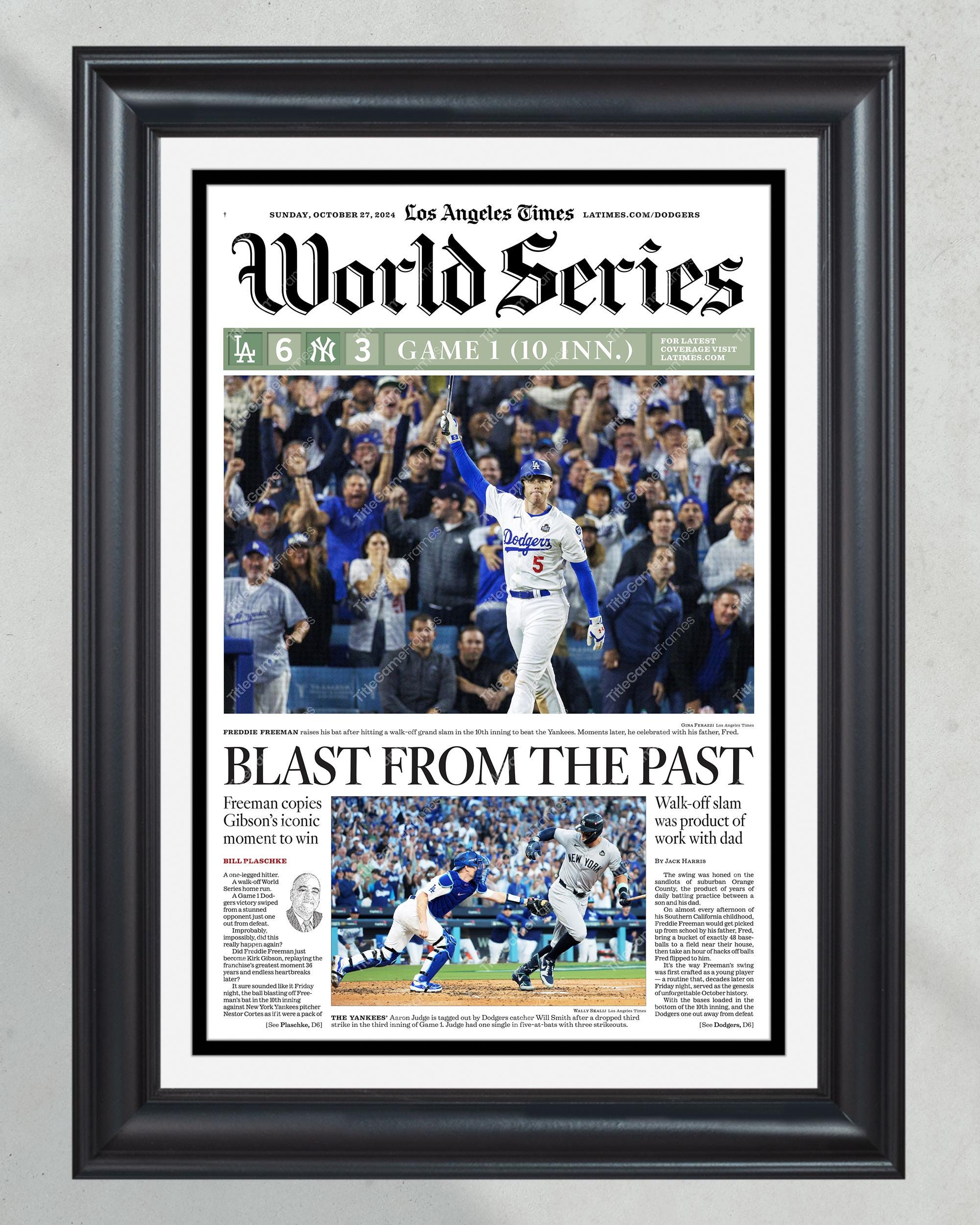 2024 World Series Game 1: Freddie Freeman's Historic Walk-off Slam Framed Newspaper PT61082