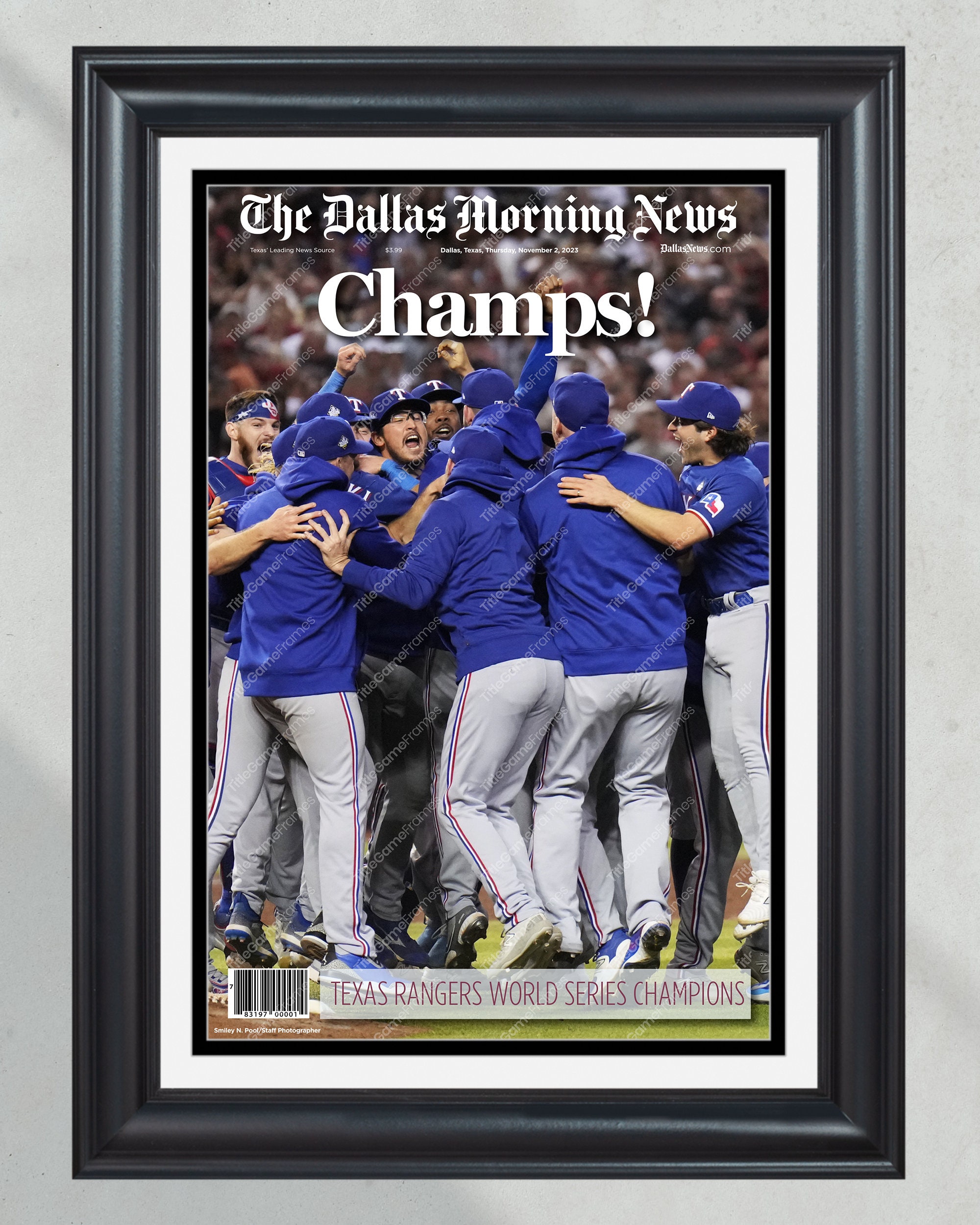 2023 Texas Rangers World Series Champions: 'Champs!' - Framed Front Page Newspaper PT60873