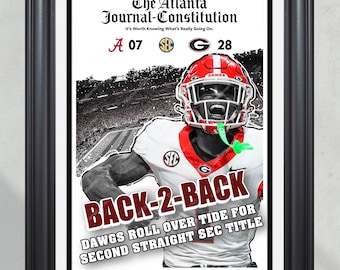2025 Georgia Football "Back-to-Back" SEC Champions Over Alabama Framed Newspaper
