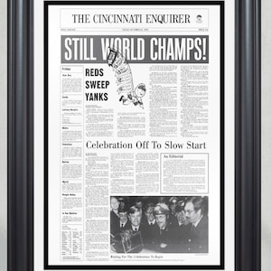 1976 Cincinnati Reds “Still World Champs” World Series Champions Framed Front Page Newspaper Print