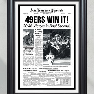 1989 San Francisco 49ers Super Bowl XXIII Champions Framed Front Page Newspaper Print