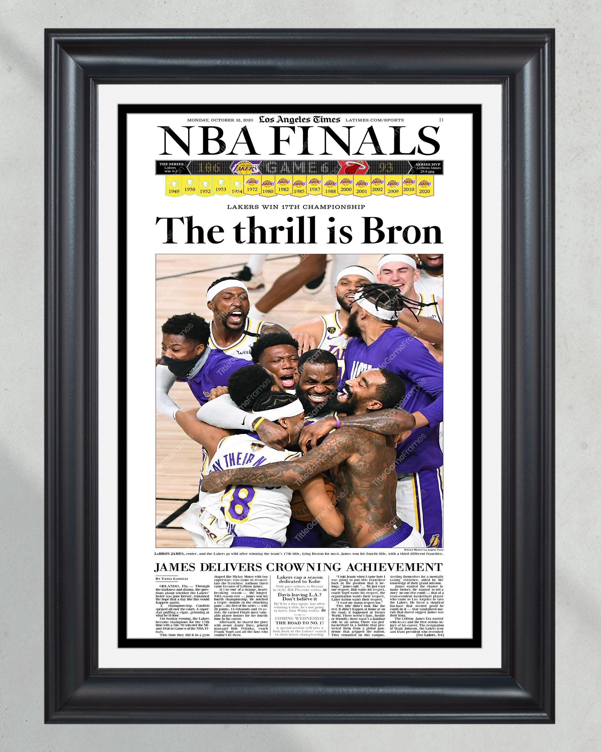 2020 Lakers Framed NBA Championship front page print Staples Center Lebron James PT60291