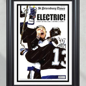 2004 Tampa Bay Lightning &#39;ELECTRIC!&#39; Stanley Cup Champions Framed Newspaper Front Page Print