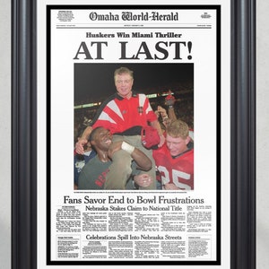 1994 Nebraska Cornhuskers NCAA College Football National Champions Framed Front Page Newspaper Print