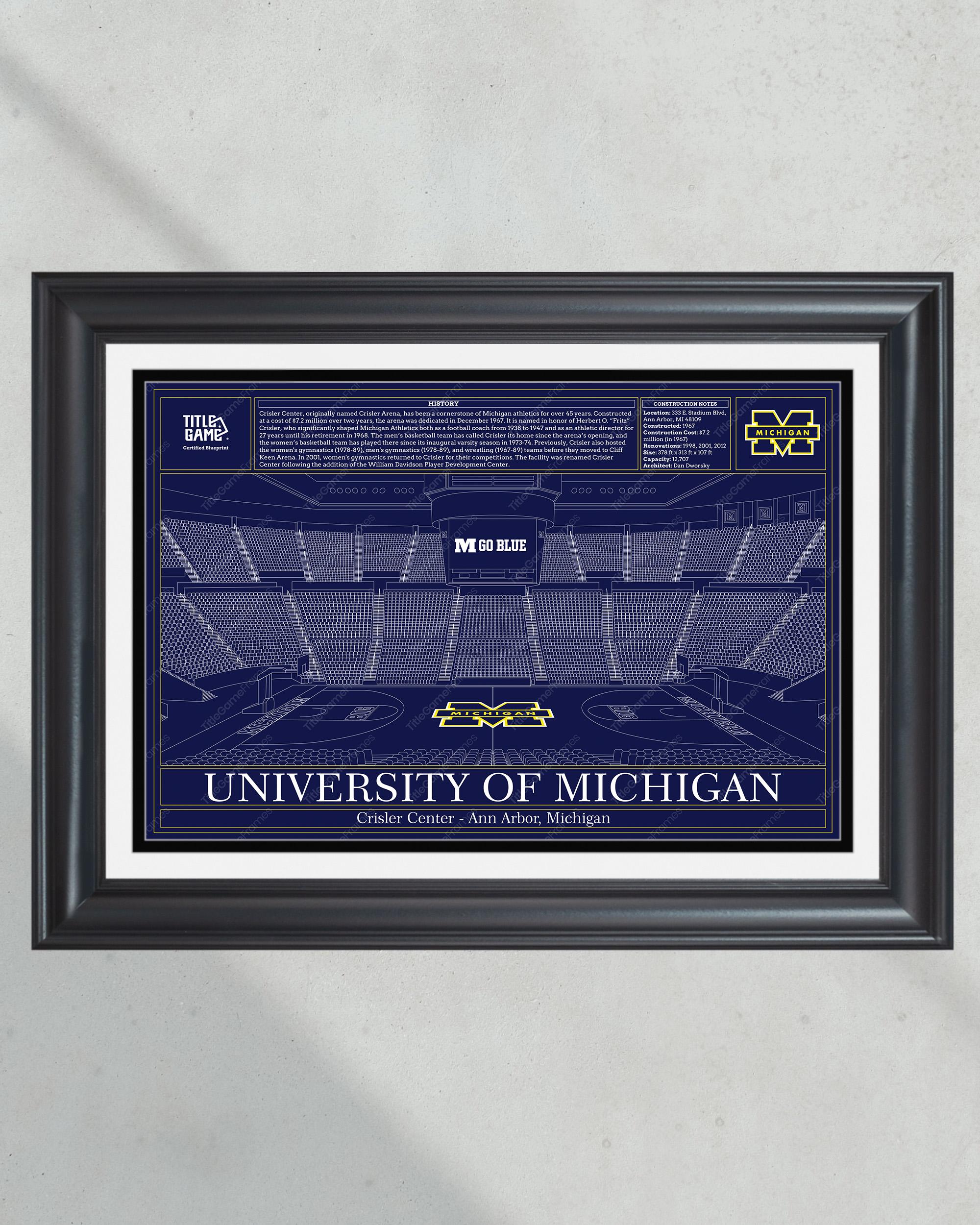 University of Michigan Crisler Center Blueprint Basketball Print PT61064