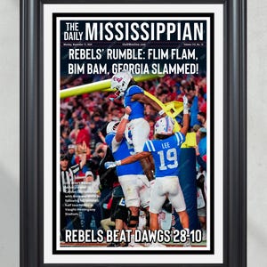 2024 Ole Miss Rebels pokonują Georgię „Rebel's Rumble” Oprawiona pierwsza strona gazety