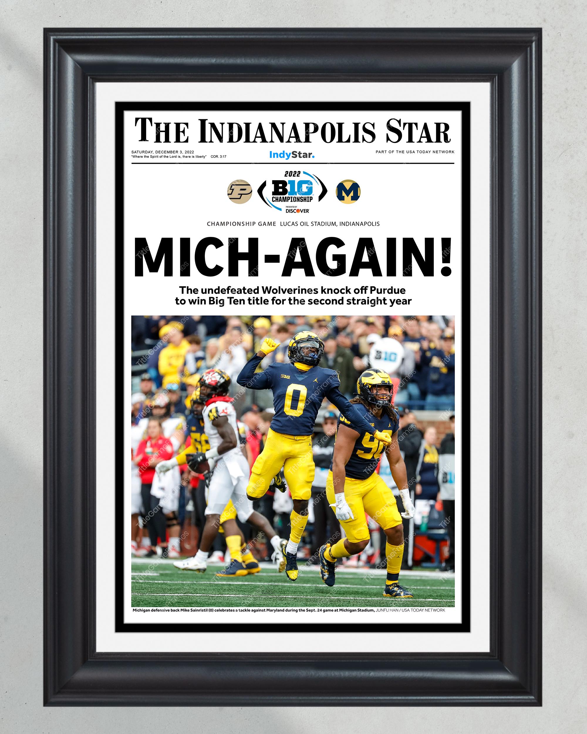 2022 Michigan Wolverines Big Ten Championship def. Purdue Boulermakers Front Page Newspaper Print PT60567