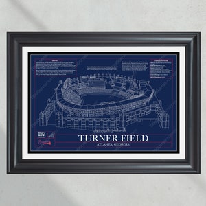 Atlanta Braves Turner Field Stadium Ballpark blauwdruk muurkunst honkbal