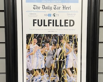 2009 North Carolina Tar Heels NCAA College Basketball Champions Ingelijste voorpagina krant afdrukken