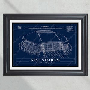 Dallas Cowboys AT&T Stadium Blueprint Fußball Poster