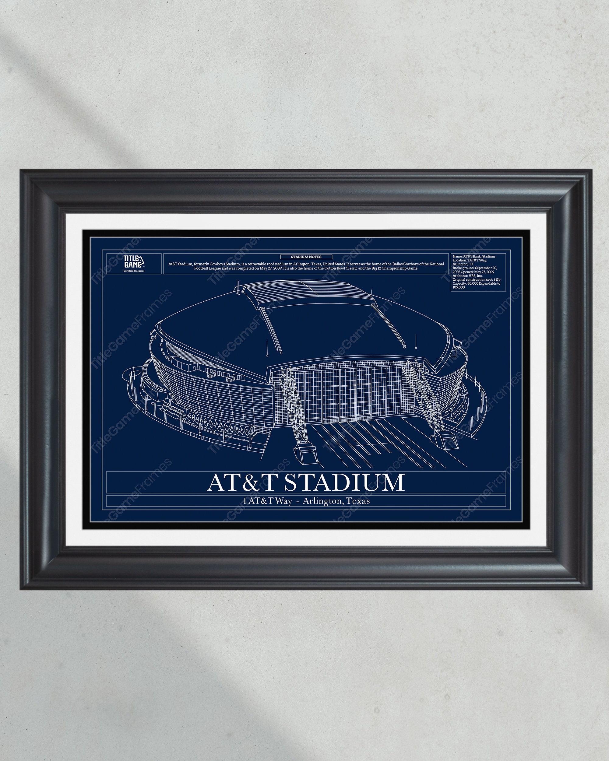 Dallas Cowboys AT&T Stadium Blueprint Football Print PT60848
