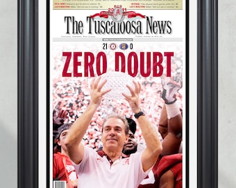 2011 Alabama Crimson Tide 'ZERO DOUBT' National Football Champions Framed Newspaper