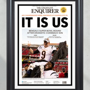 2022 Cincinnati Bengals “It Is Us” AFC Championship Game Framed Front Page Newspaper Print