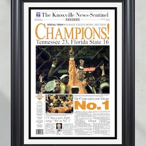 1999 Tennessee Volunteers NCAA College Football National Champions Framed Front Page Newspaper Print