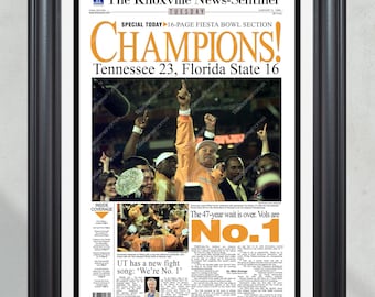 1999 Tennessee Volunteers NCAA College Football National Champions Framed Front Page Newspaper Print