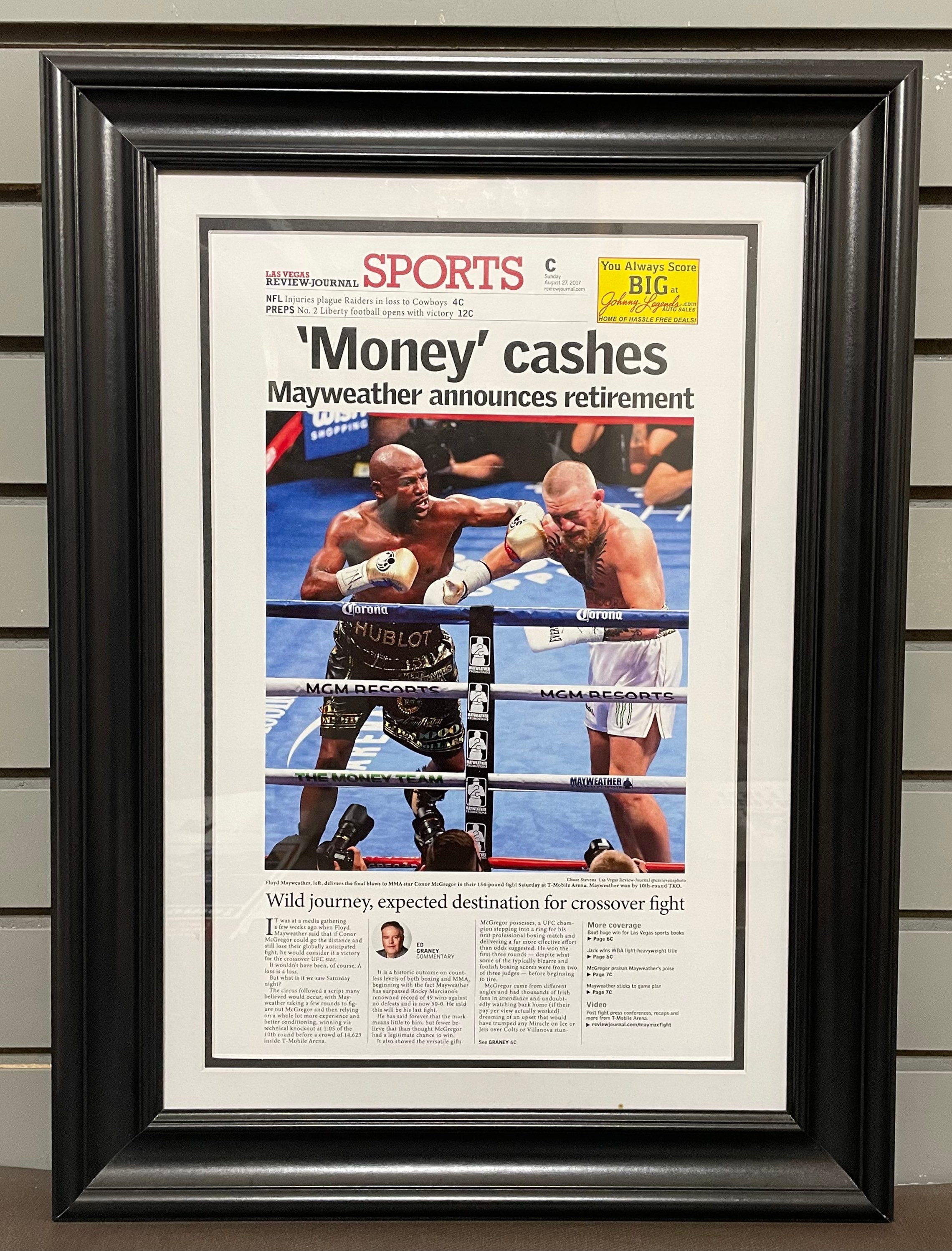 2017 Floyd Mayweather Def. Conor Mcgregor Framed Front Page Newspaper Print PT60790