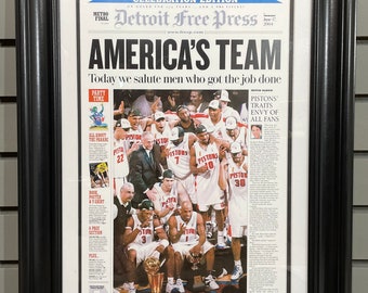 2004 Detroit Pistons NBA Champion Framed Front Page Newspaper Print