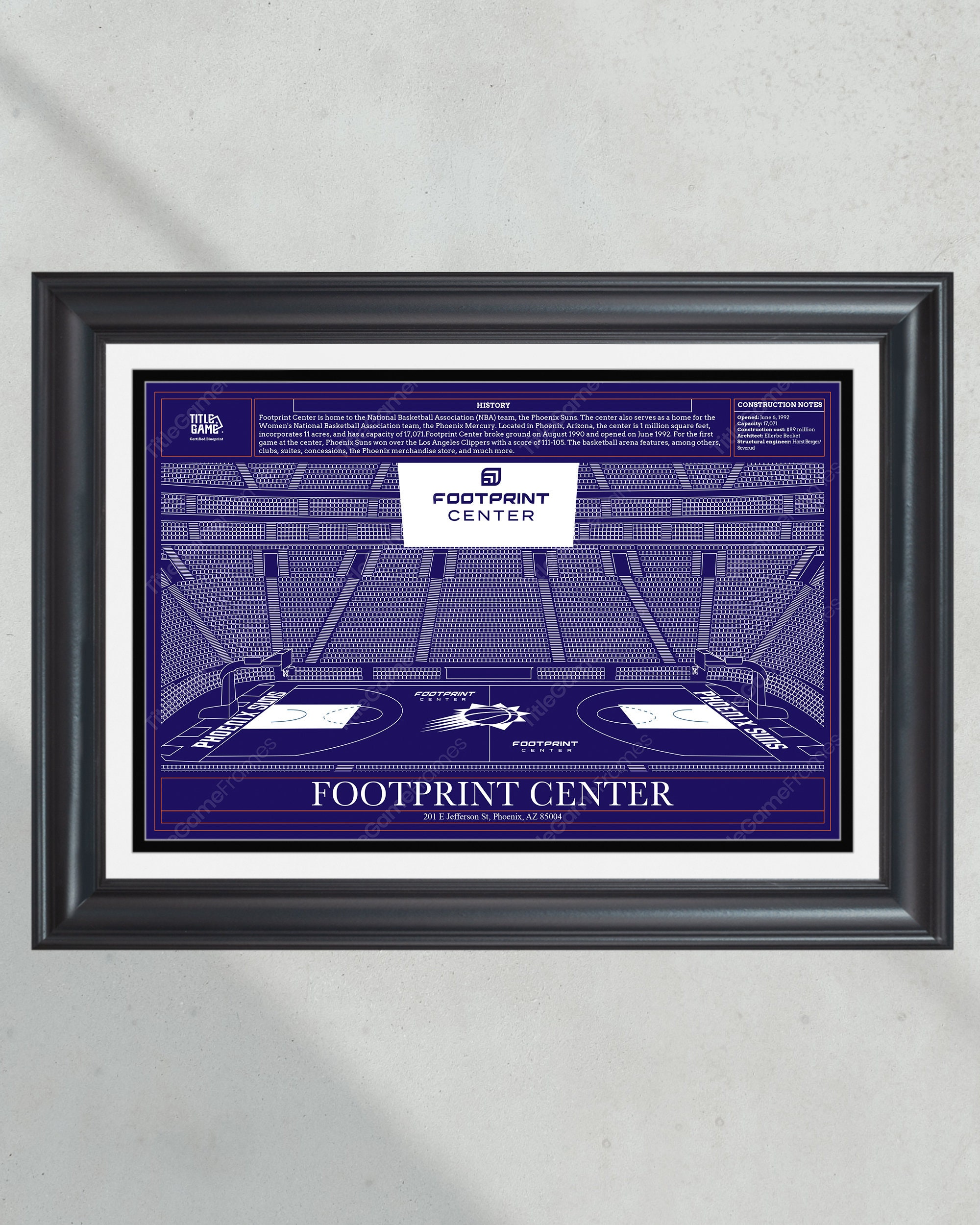 Phoenix Suns Footprint Center NBA Basketball Stadium Blueprint PT60981