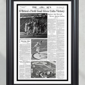 1971 Baltimore Colts &#39;Blunder Bowl&#39; Super Bowl V Champions - Framed Newspaper
