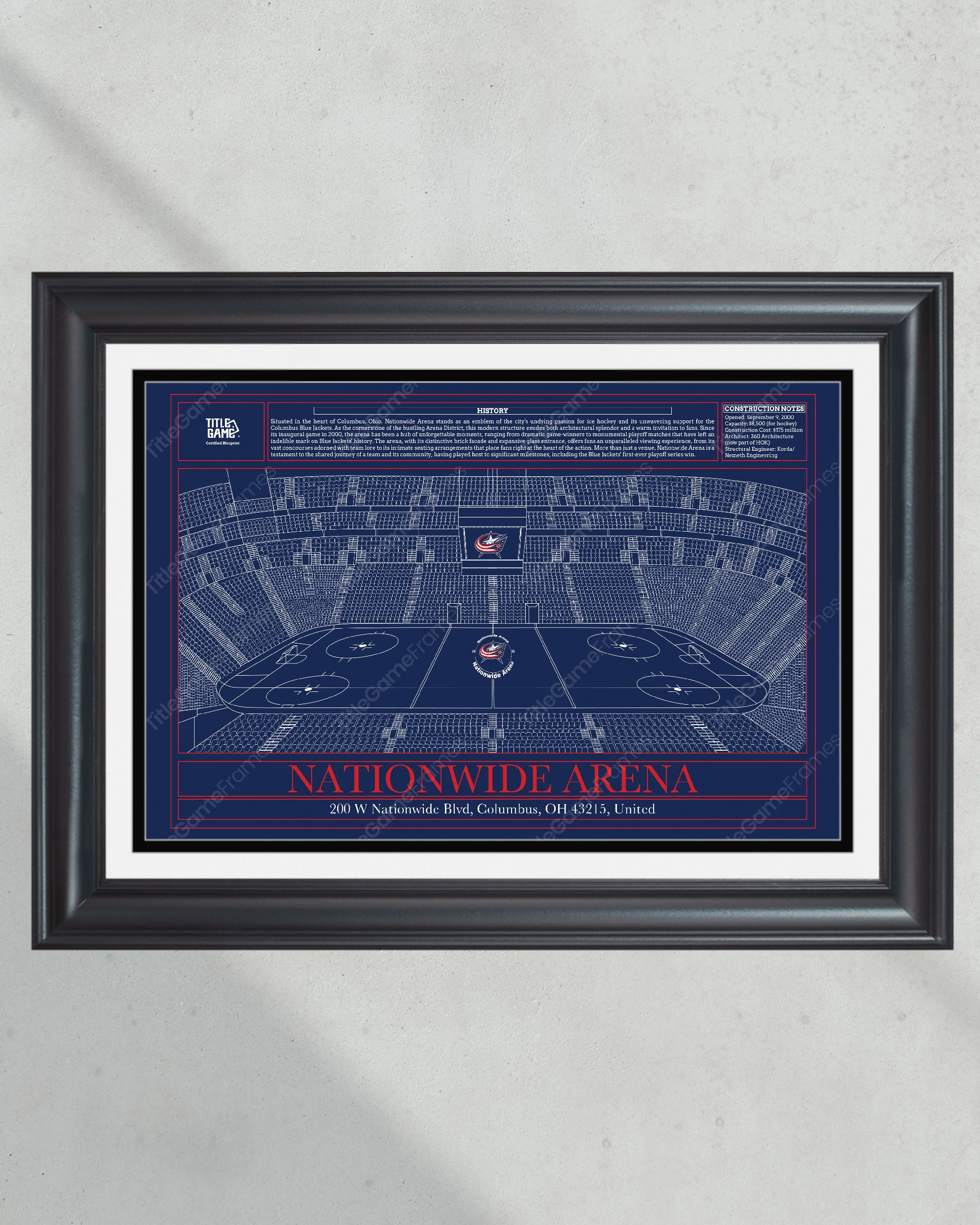Columbus Blue Jackets Nationwide Arena Hockey Stadium Blueprint PT60949