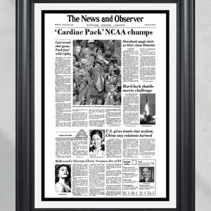 1983 NC State Wolfpack NCAA College Basketball Champions Framed Front Page Newspaper Print