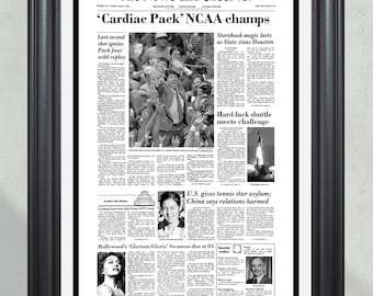 1983 NC State Wolfpack NCAA College Basketball Champions Framed Front Page Newspaper Print