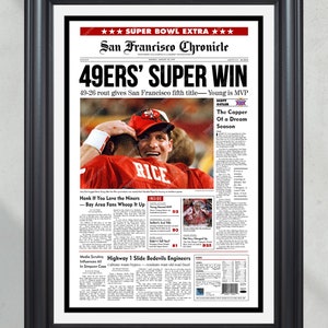 1995 San Francisco 49ers Super Bowl Champions Framed Front Page Newspaper Print