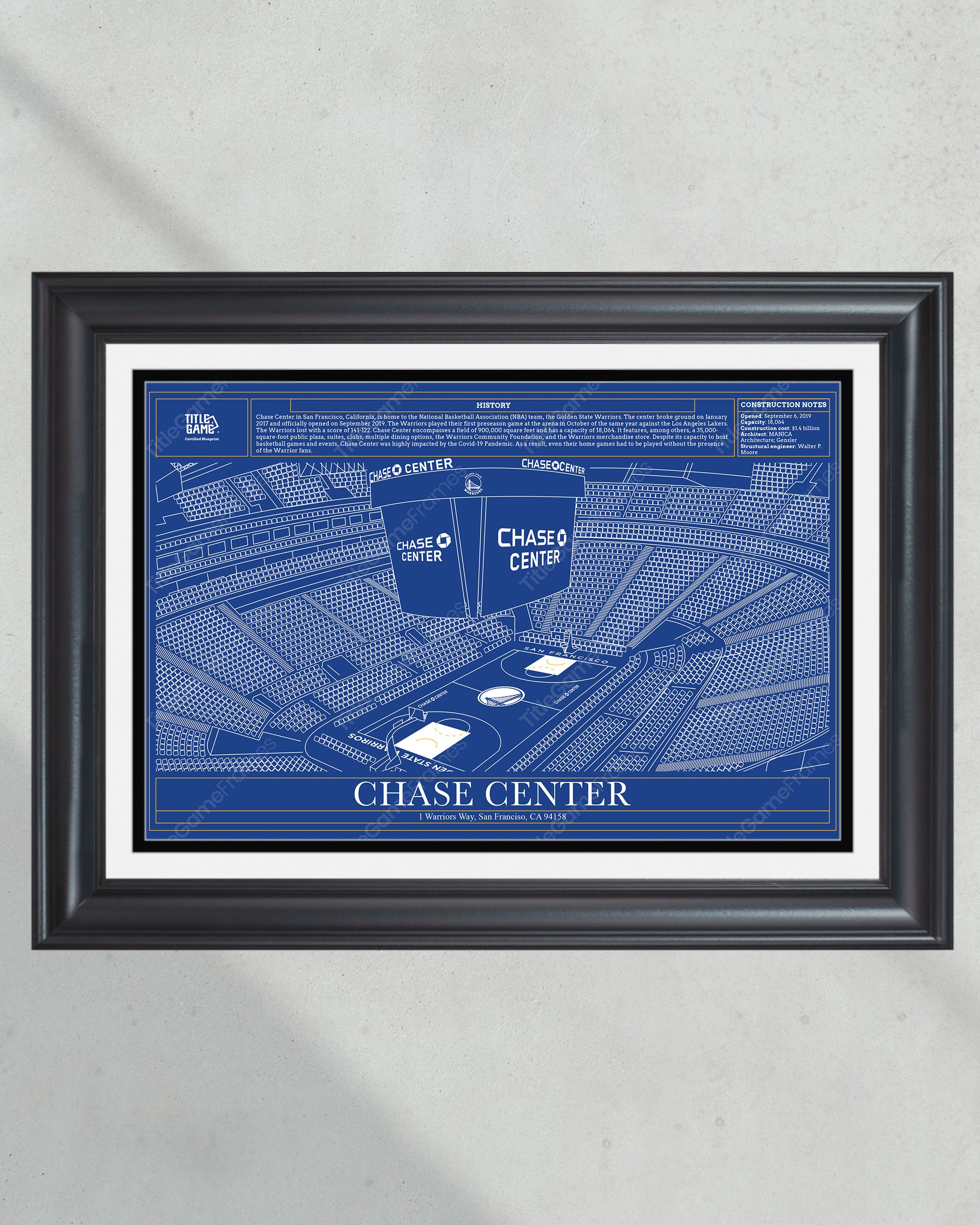 Golden State Warriors Chase Center NBA Basketball Stadium Blueprint PT60802