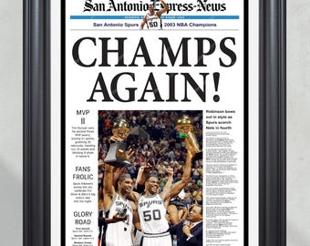 2003 San Antonio Spurs Framed Newspaper Cover Print David Robinson