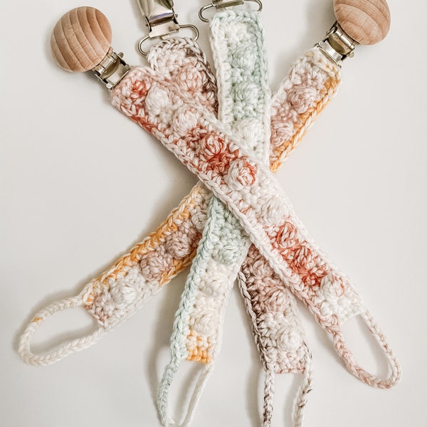 Multi-Color Handmade Crochet Bobble Pacifier Clips