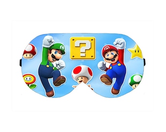 Mario Luigi Toad handmade blindfold blindfolds eye sleep sleeping slumber mask masks eyes cover pillow shade wear kit eyemask gift present