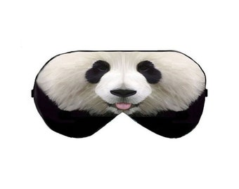 Panda Bear face sleep eye mask sleeping masks blindfold blindfolds relax relaxation aid night cover travel pillow kit accessory present gift