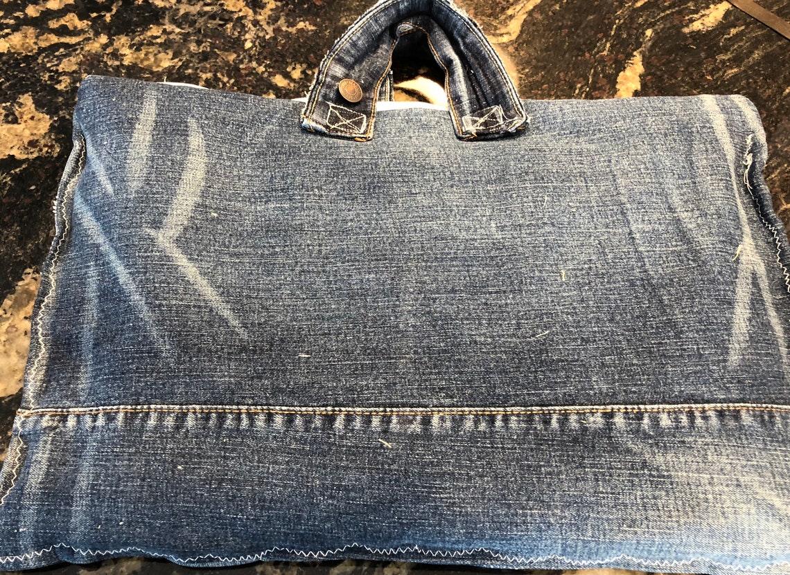 Laptop case in jeans with pockets | Etsy