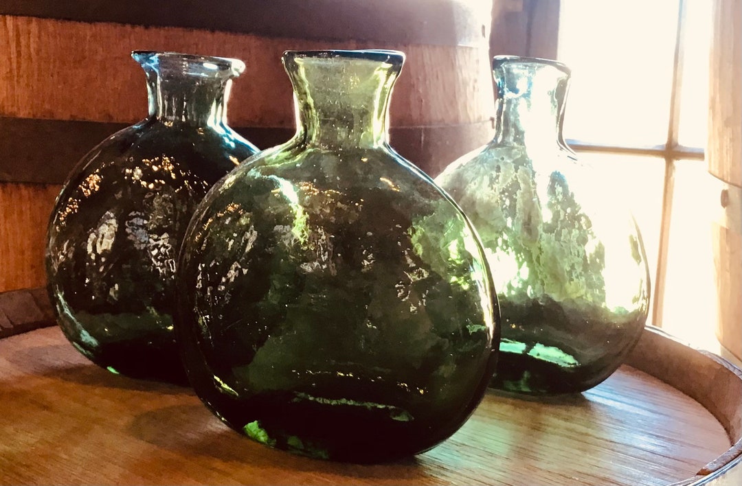Handblown Flasks From Recycled Glass Etsy