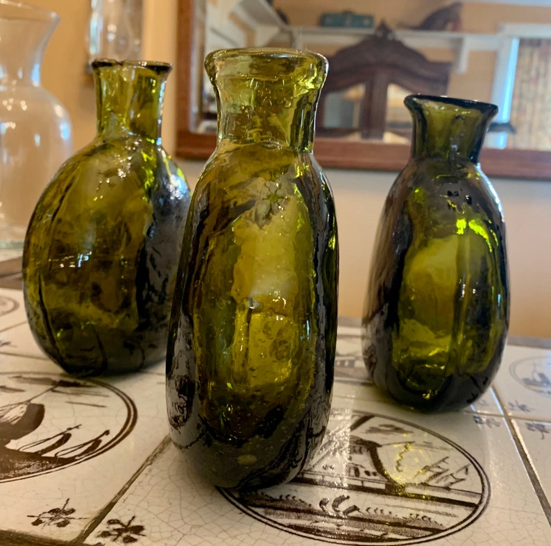 Handblown Flasks From Recycled Glass Etsy