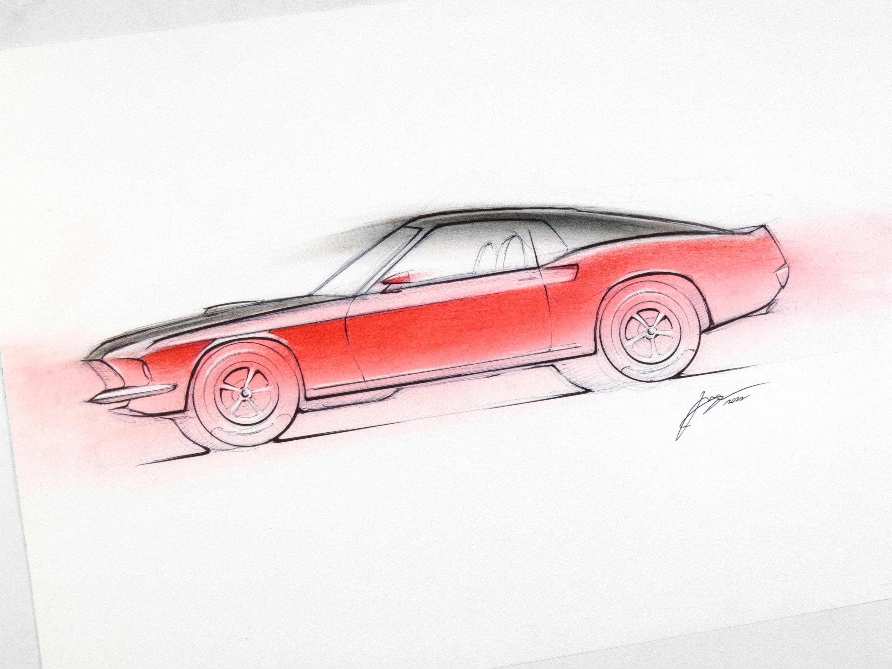 FORD MUSTANG SKETCH - DETROIT AUTO ART