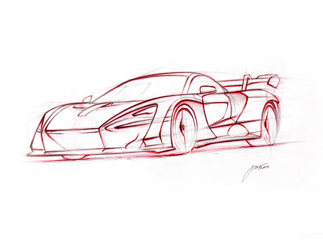 Mclaren Senna Pen and Red Pencil Sketch Original Car Drawing - Etsy