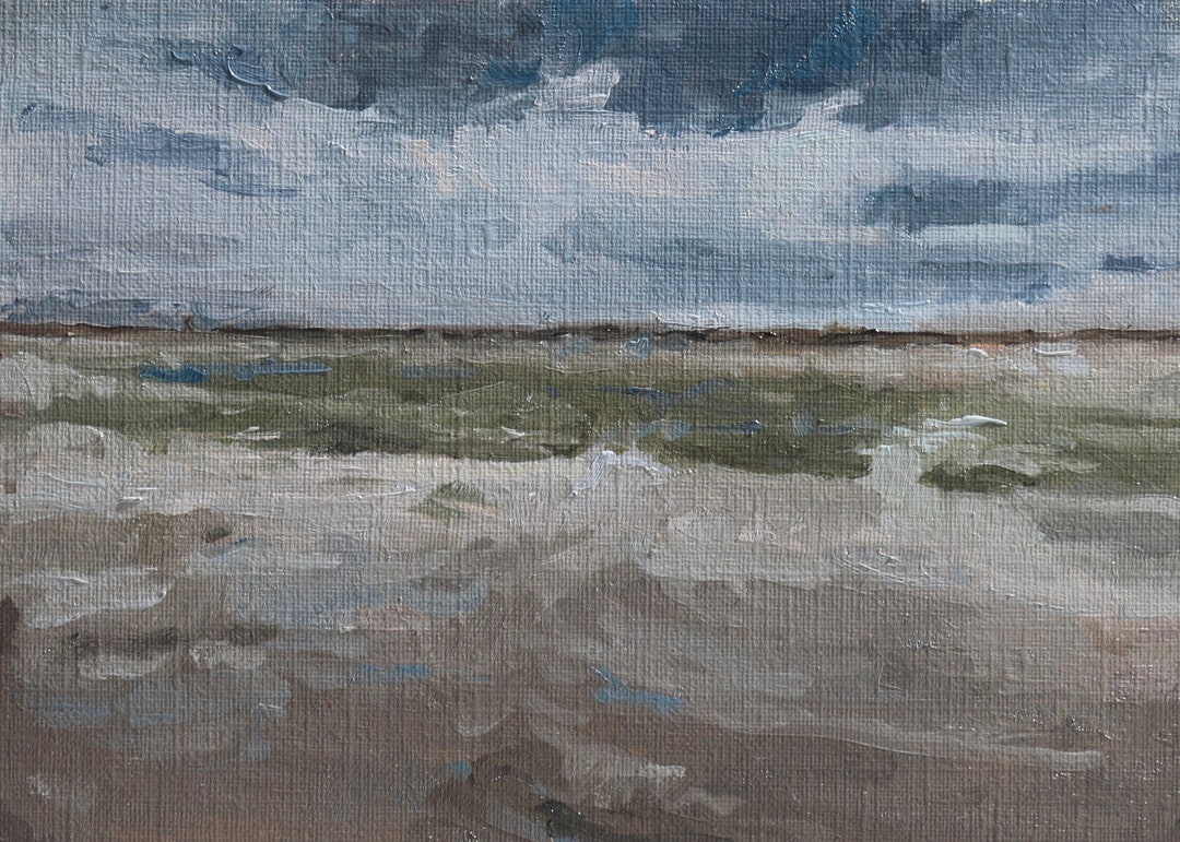 Impressionist Coastal Landscape Oil Painting, Small Abstract Landscape