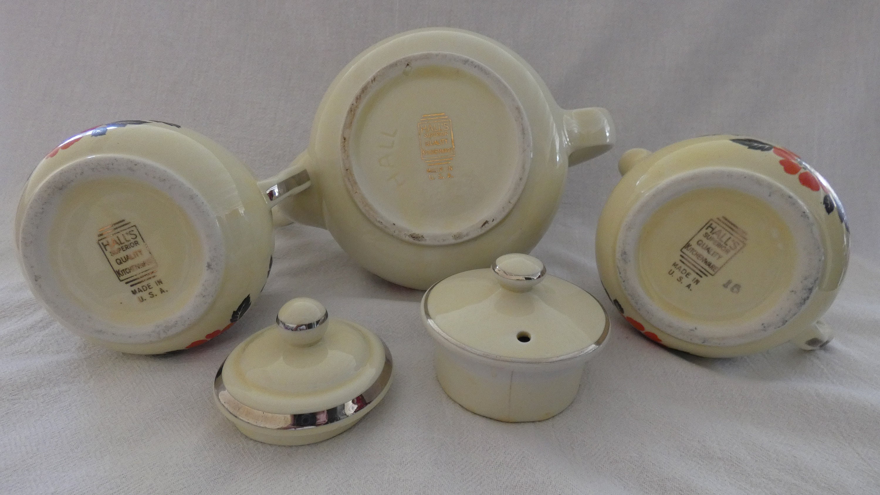 Vintage Hall China Red Poppy Teapot Sugar Bowl and Creamer Etsy